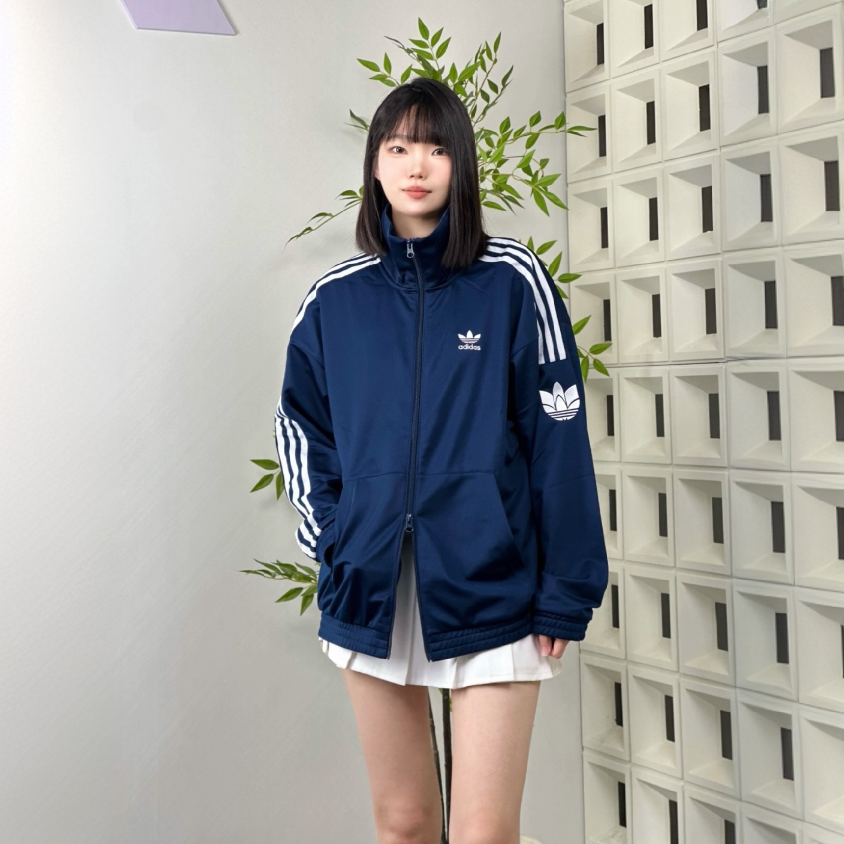 阿迪达斯夏季三叶草男女款经典复古三条纹运动立领夹克外套JL8398