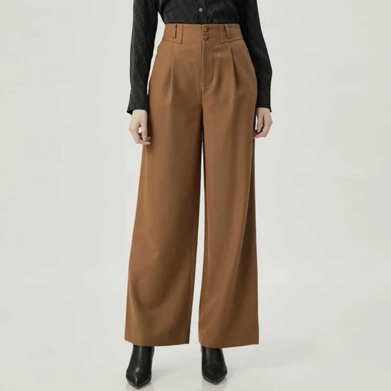 商场同款2025秋冬款高腰显瘦绵羊毛直筒阔腿裤休闲长裤