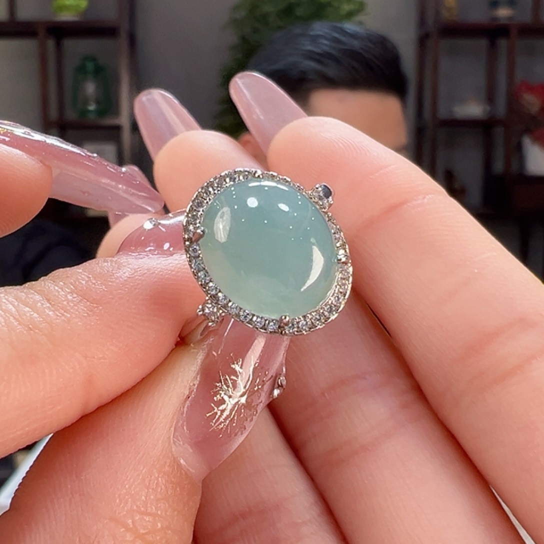 翡翠戒指银S925镶嵌戒指12