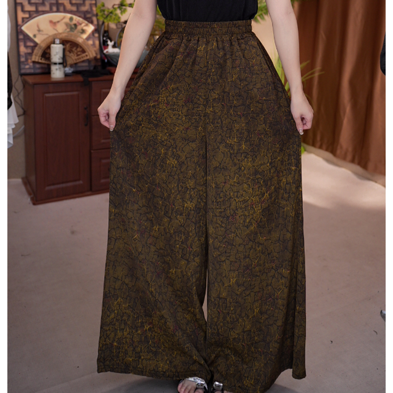 065/时尚气质珠光龟裂纹阔腿裤 C