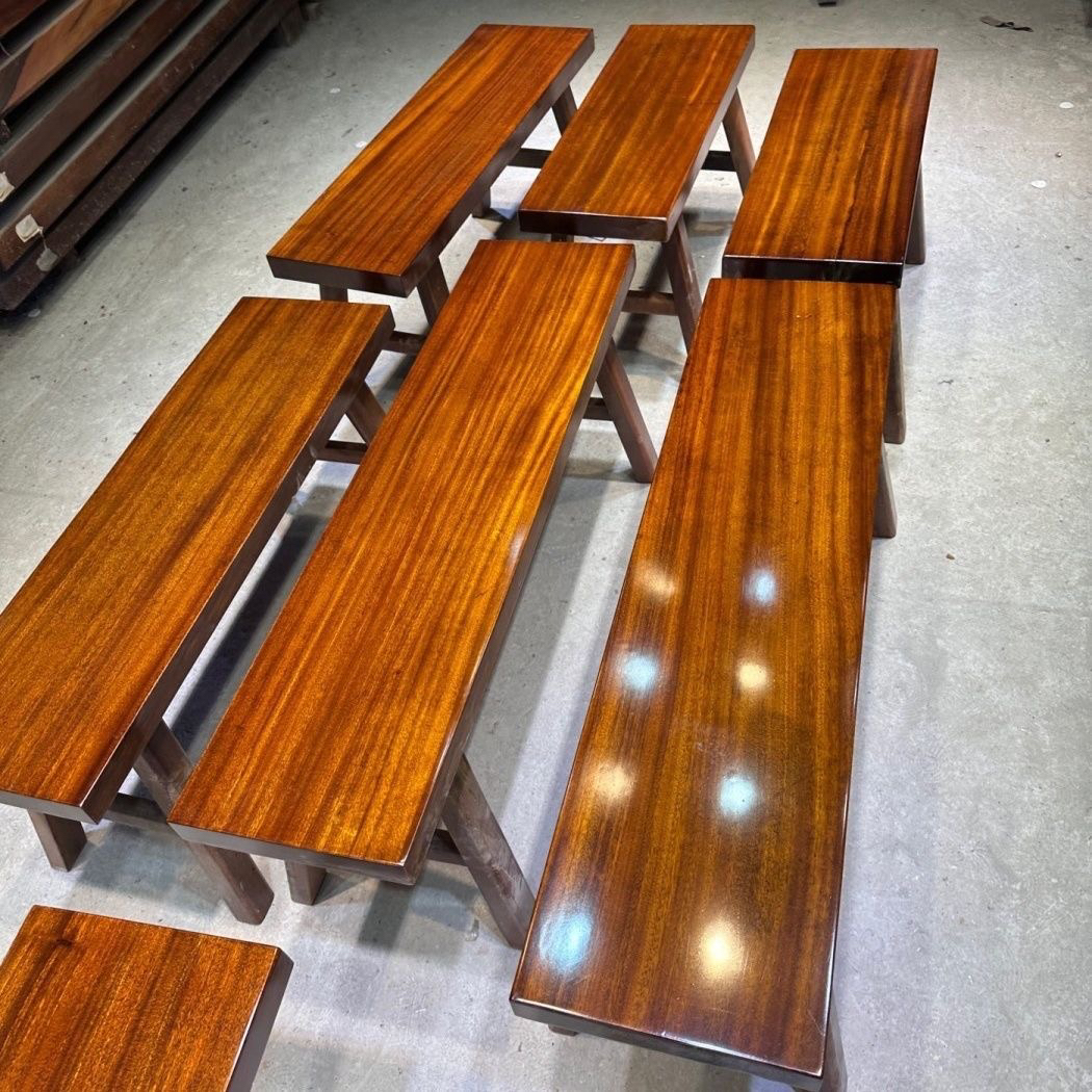 进口奥坎绿心檀长方形简约美式新中式玄关长条凳（尺寸定制）