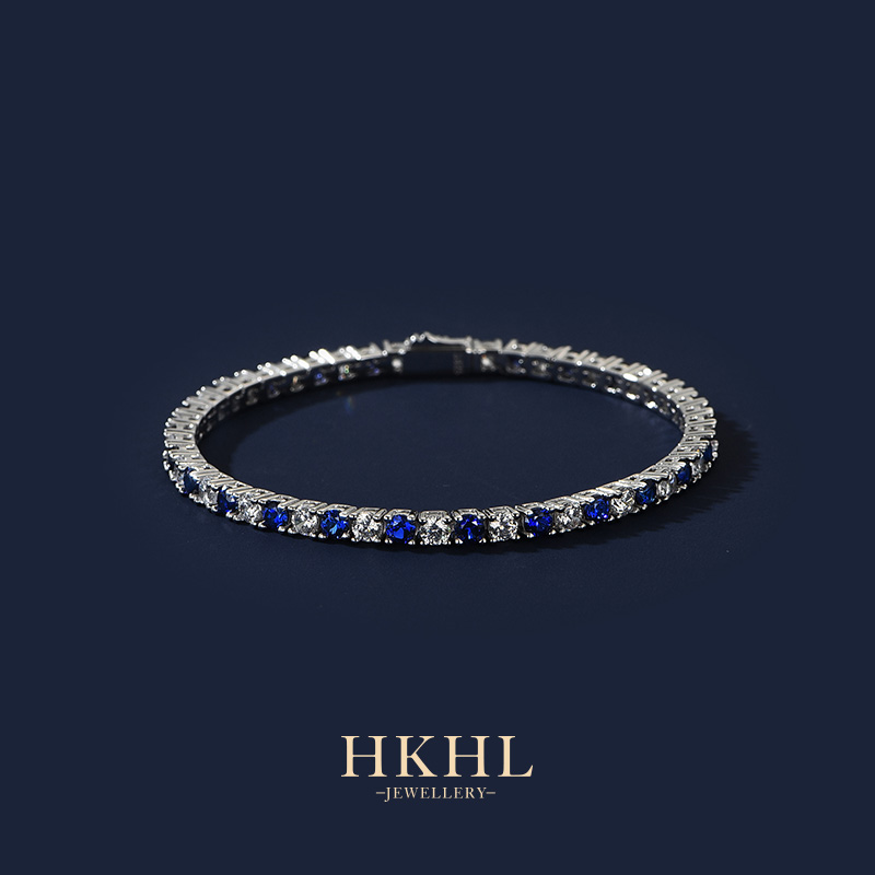 HKHL 培育蓝宝石时尚手链女士小众设计高级感手镯手环时尚百搭