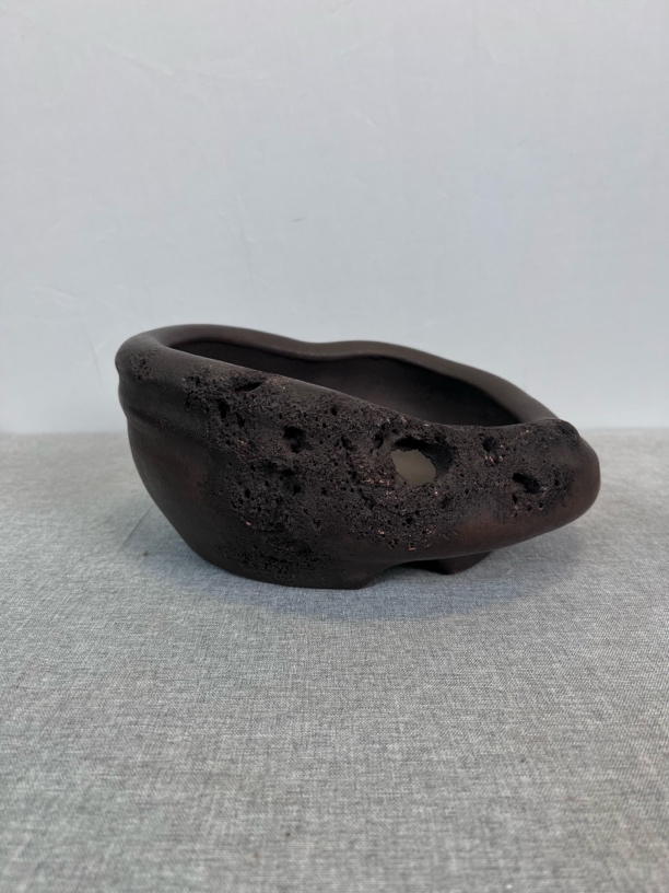 当代 水明盆异形残缺虫蛀盆，外径29*13*8内径22*10*5.5