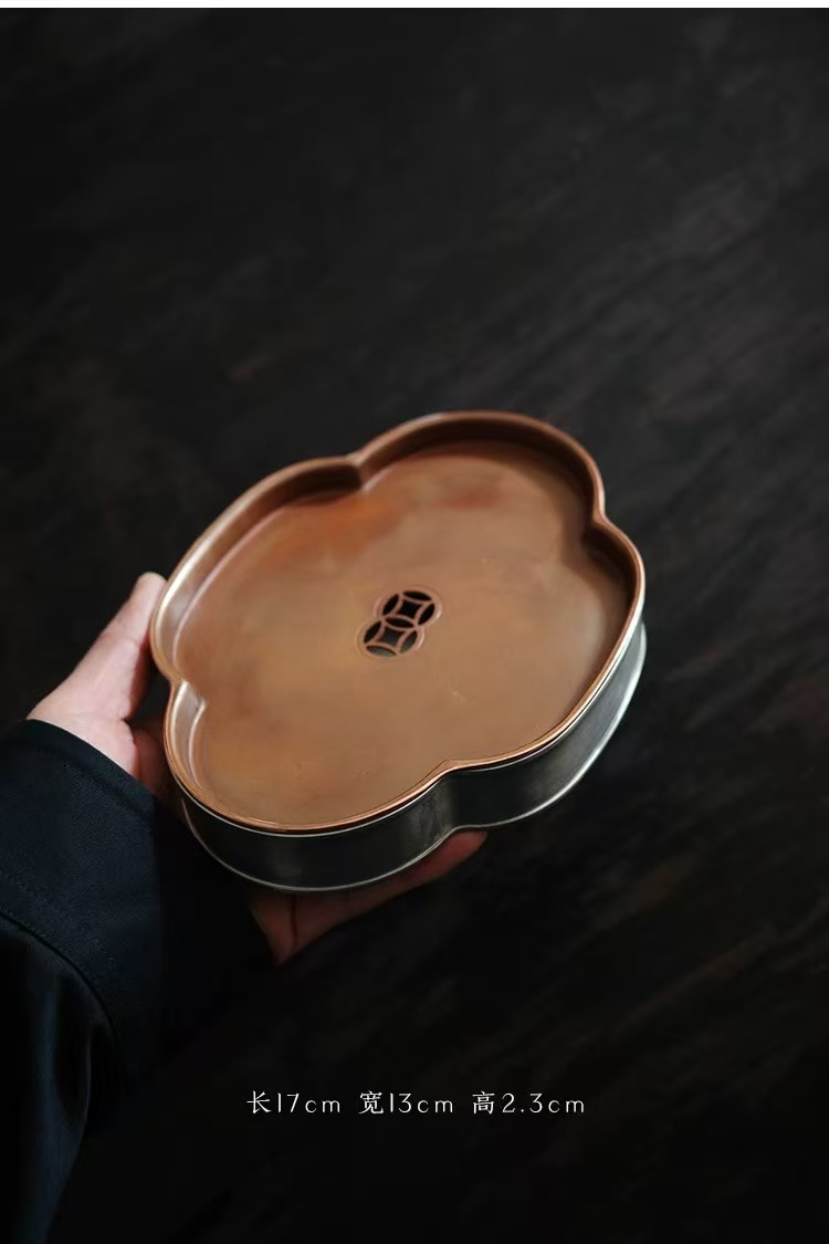 清物堂-陈天盟原创设计扣铜边铝制壶承铜盖铝承-茶道-茶器-茶具