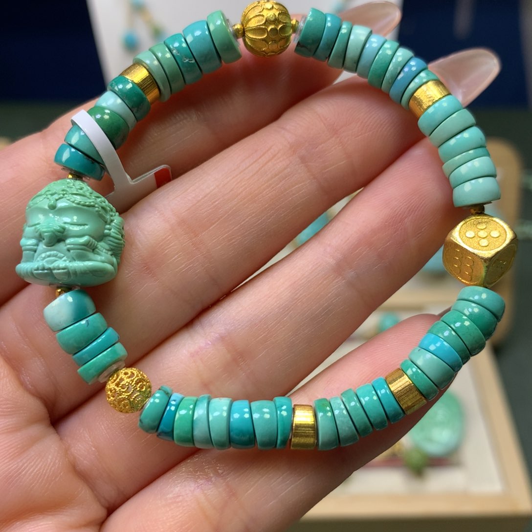 绿松石手链18K金镶嵌
