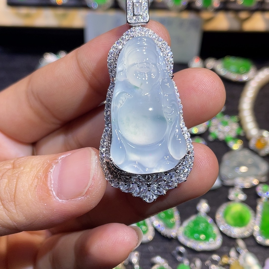 翡翠银S925镶嵌吊坠(不含链)