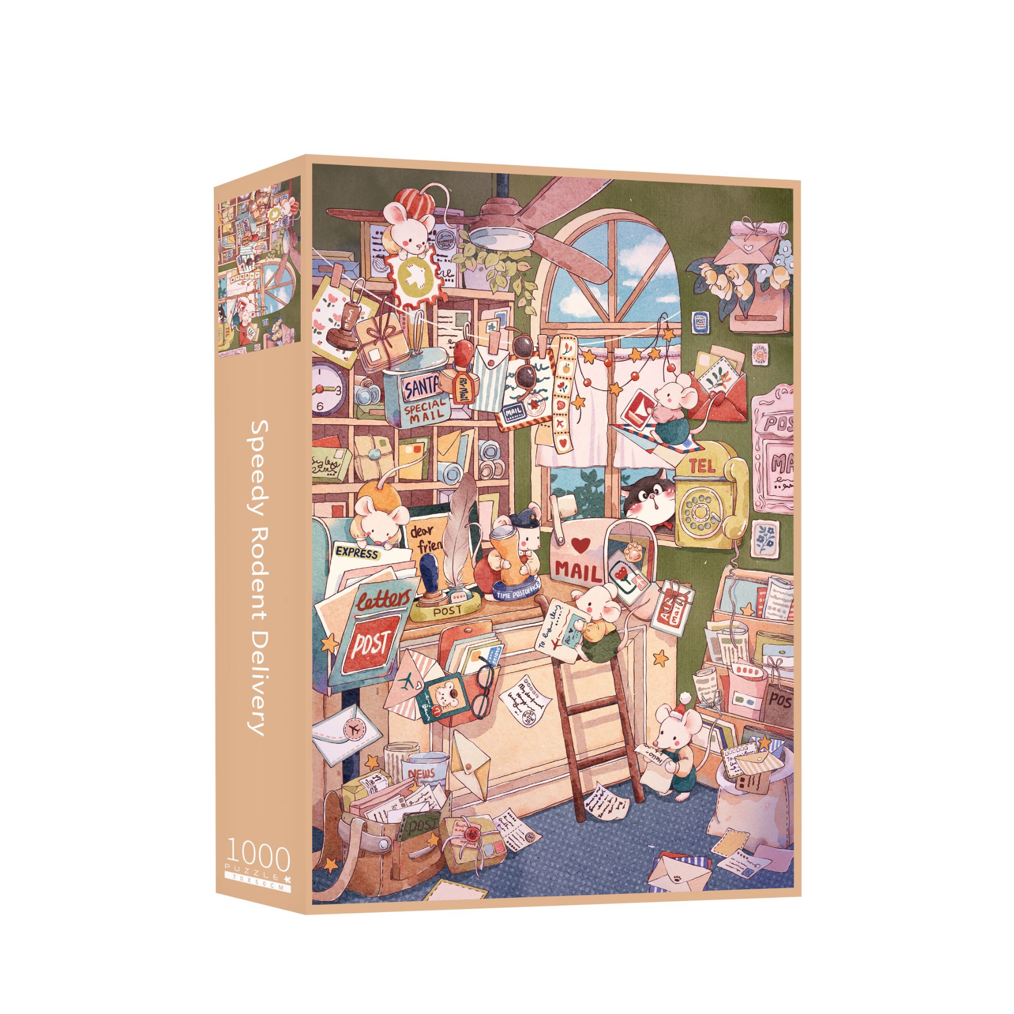 PJLT鼠鼠快递1000片拼图丝绒工艺进口蓝卡材质背面分区可爱动物图