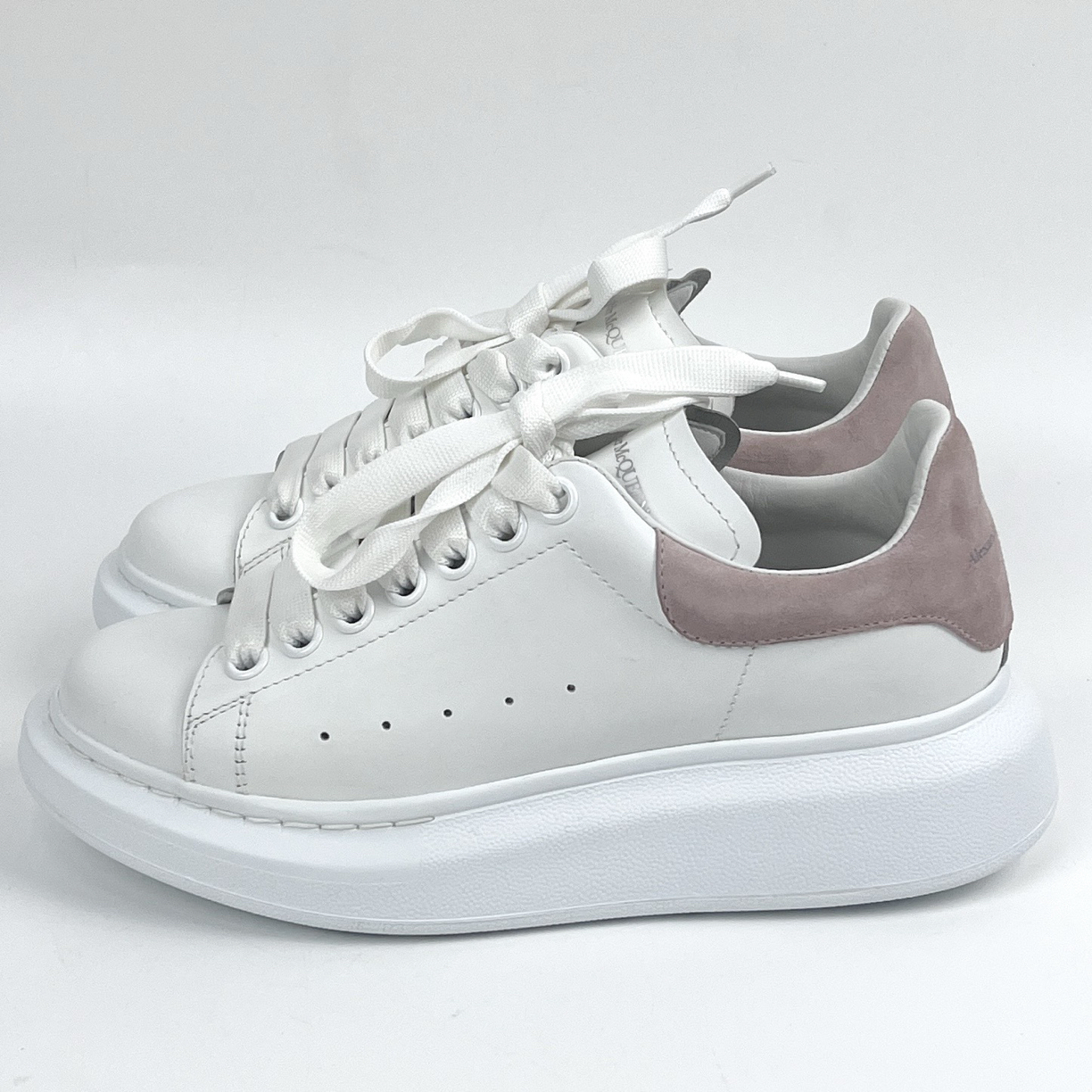 99新 Alexander McQueen/亚历山大·麦昆 36.5码 粉尾小白鞋lm4088