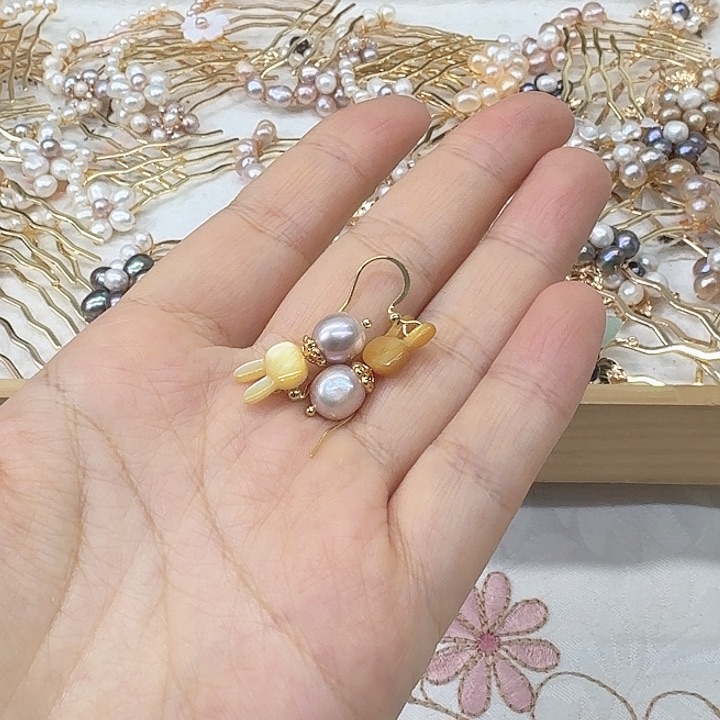 淡水珍珠发饰银S925镶嵌