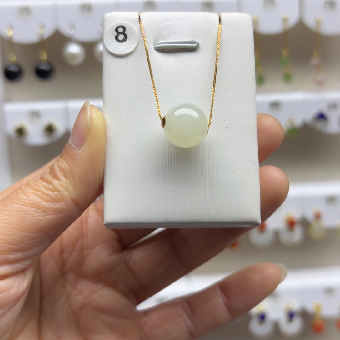 和田玉18K金镶嵌颈饰