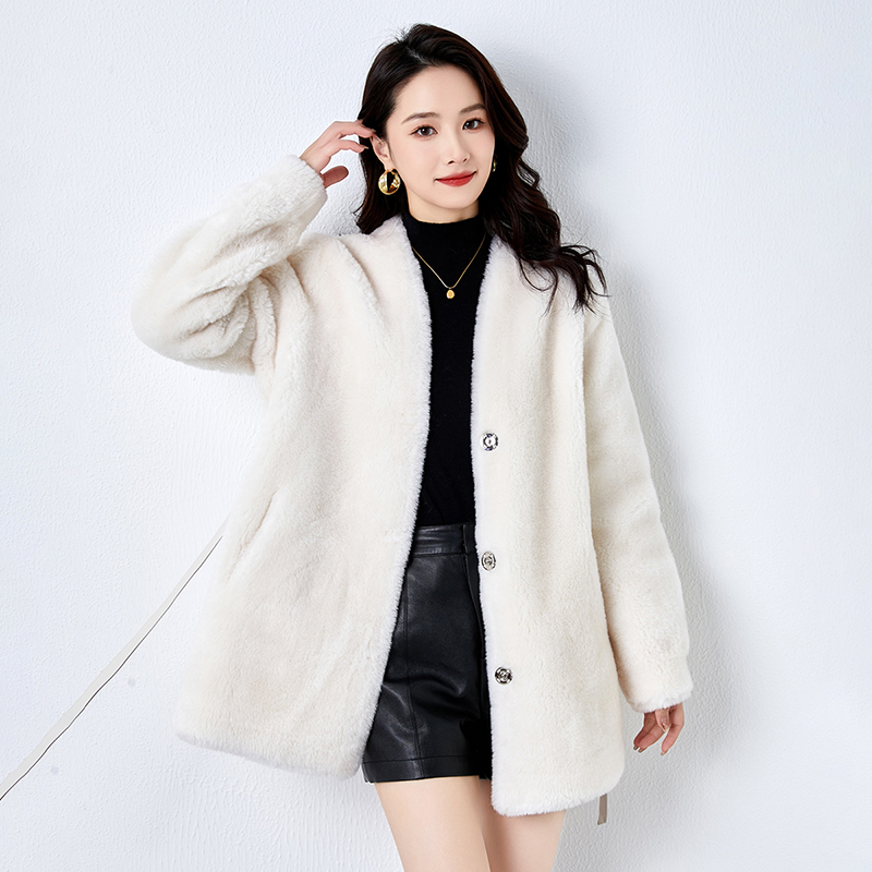 【薇哥内部自营】宽松腰带收腰休闲羊毛羊剪绒外套