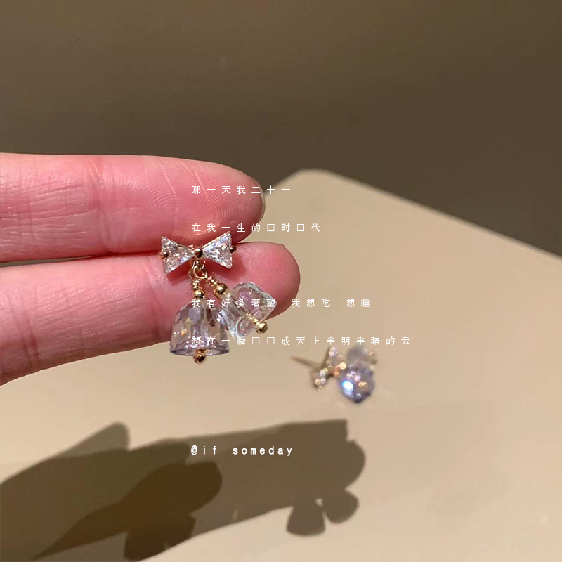 合金莫桑石耳饰 【蝴蝶结】小众百搭设计感时尚个性耳钉