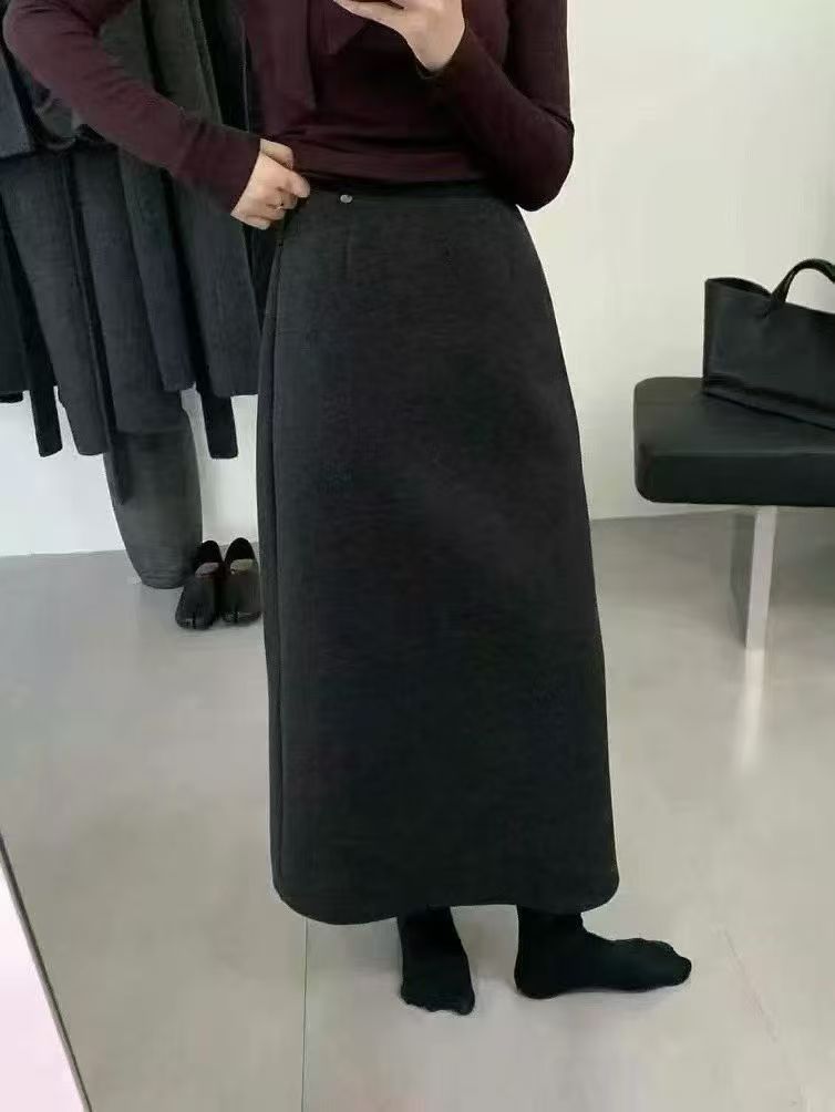 秋季时尚加厚裙子2025新款显瘦开叉半身裙
