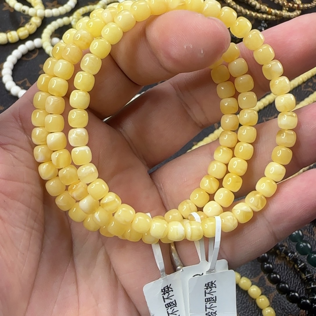 蜜蜡未镶嵌手链5.5mm阿尔卑斯浓蜡蜜蜡单圈多样性发其一