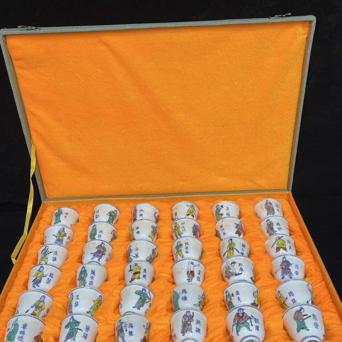 斗彩姹紫108将人物口杯压手杯主人杯