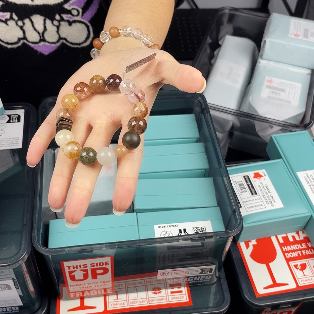 手串水晶银S925镀金镶嵌