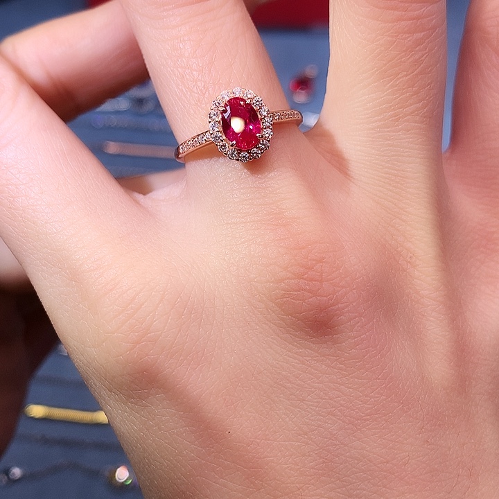 红宝石戒指银S925镶嵌