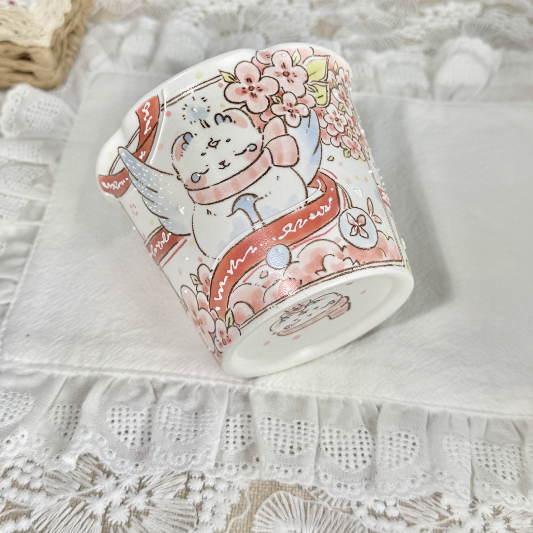 立体釉下彩花口杯