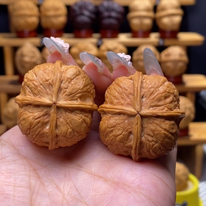 把件文玩核桃柿饼子四棱15号36尺