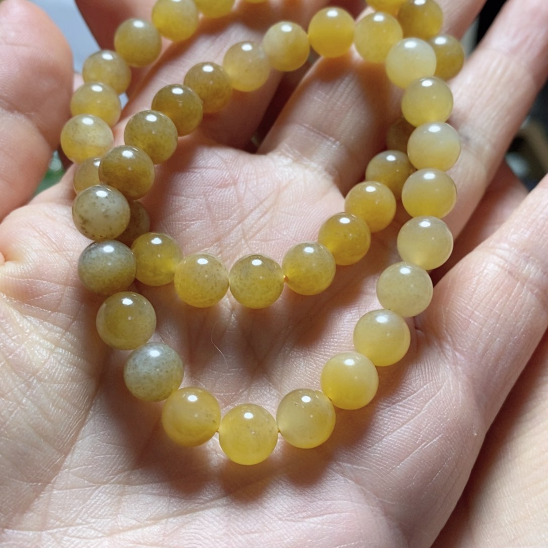 和田玉手链未镶嵌唐玉圆珠卡8mm