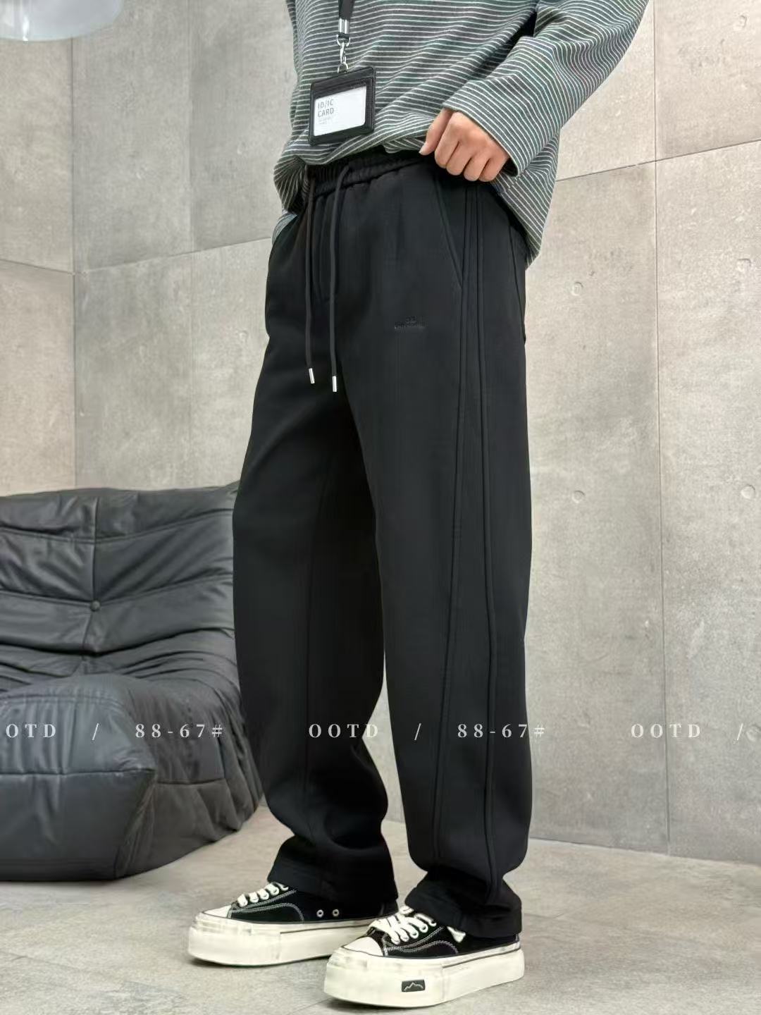 新款男士加绒秋冬休闲直筒裤百搭裤宽松时尚休闲裤潮流加厚-67