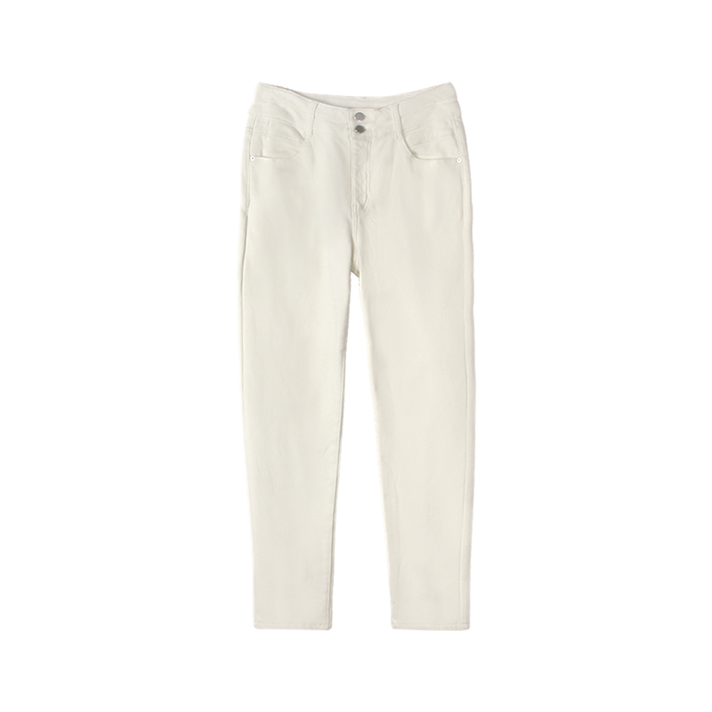 凯特丝蓓455#加绒加厚高腰双排扣牛仔裤