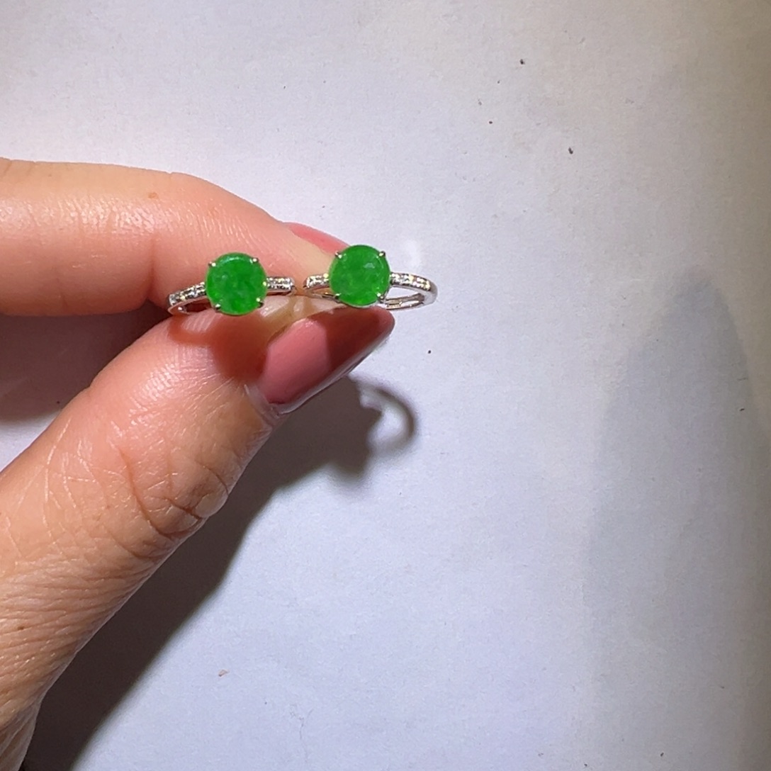 翡翠耳饰18K金镶嵌耳包