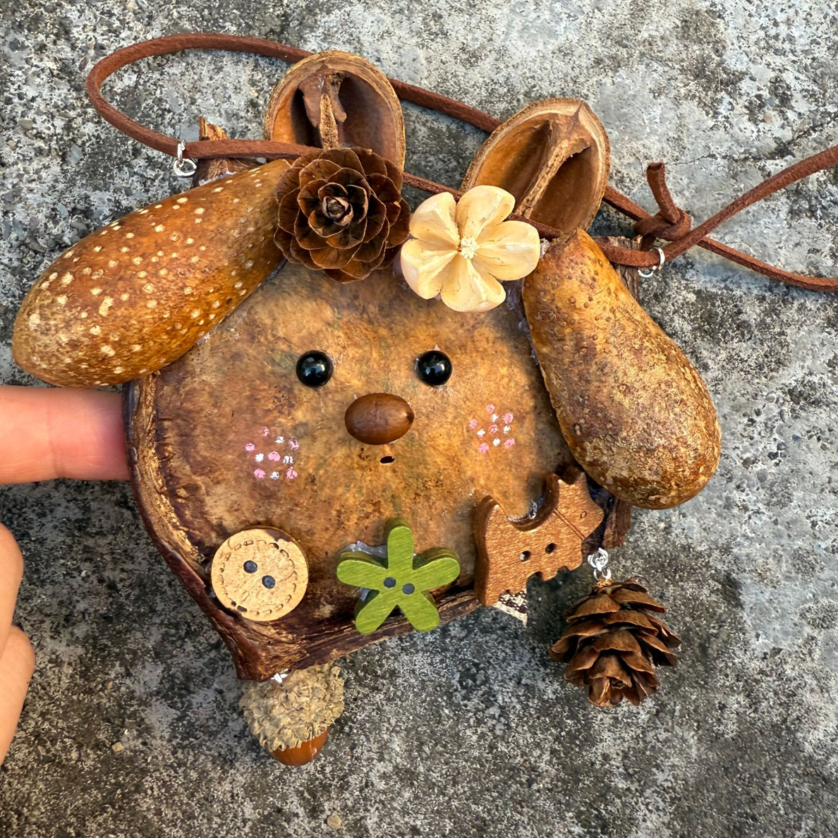 手工DIY 单豆双面豆荚 教师节送老师 送朋友挂包包 兔子小狗