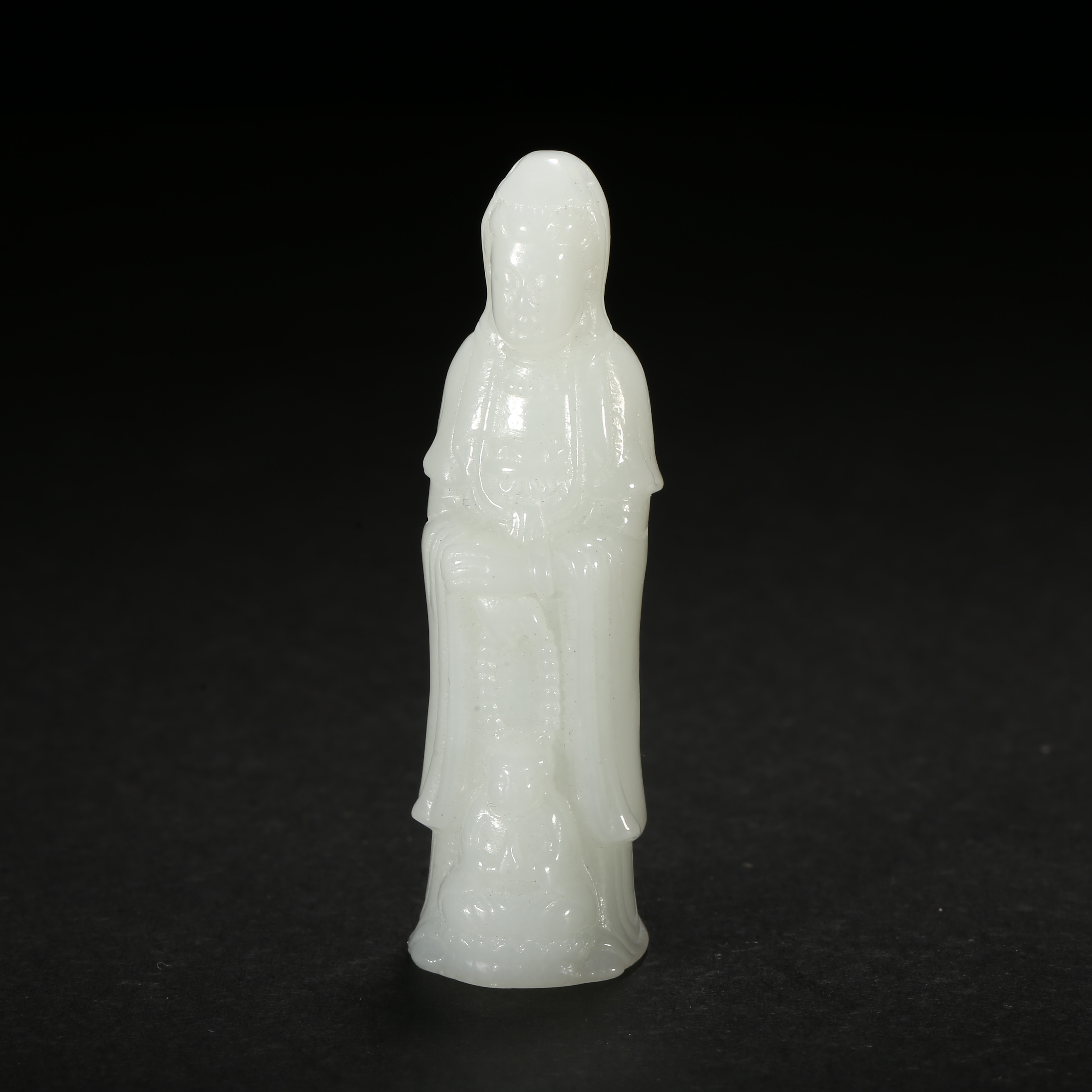 清代*白玉观音吊坠/04WJ071/和田玉【北京文博】