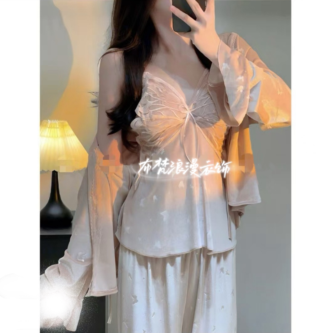 【柔雾甜心】法式丝绒吊带睡衣女秋冬带胸垫纯欲性感睡衣高级家居服