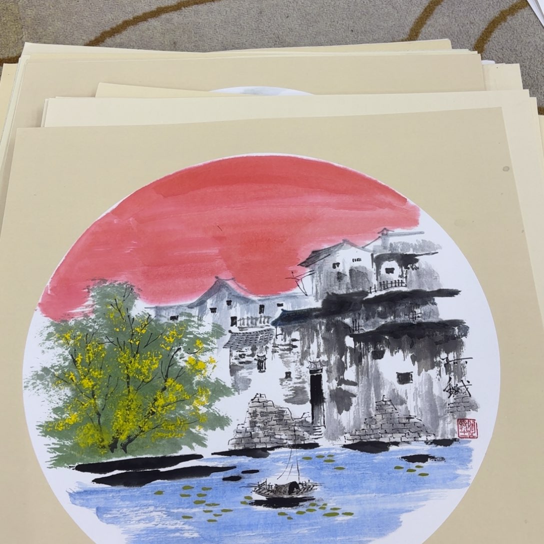 国画啊铁斗方李欣主播