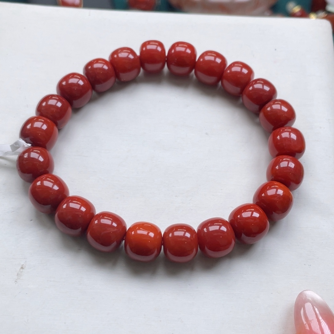 南红玛瑙未镶嵌瓦西南红满肉牛血红老邢单圈10+mm