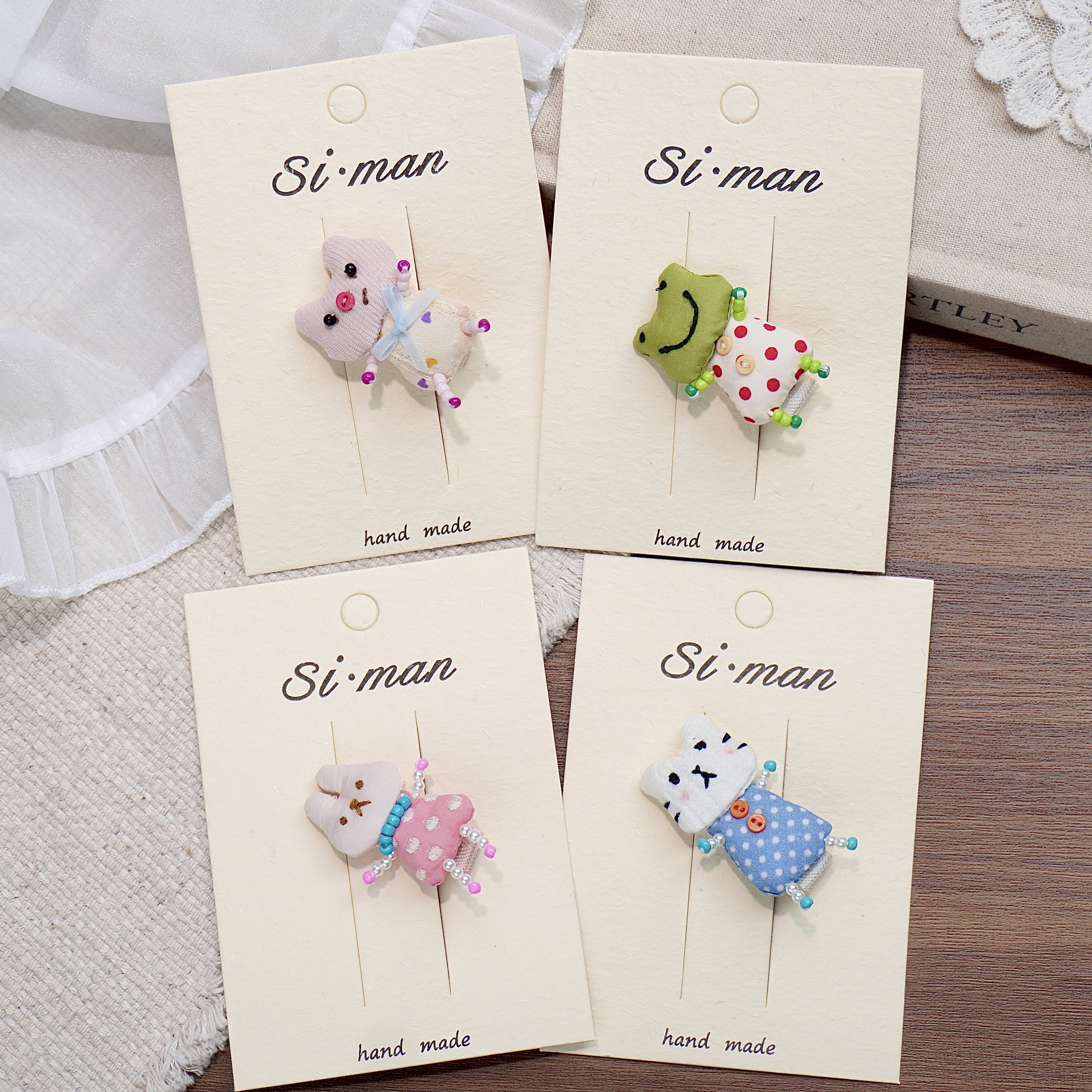 满9.9飞 新款卡通可爱玩偶儿童发夹全包压夹碎发夹布艺小动物发卡