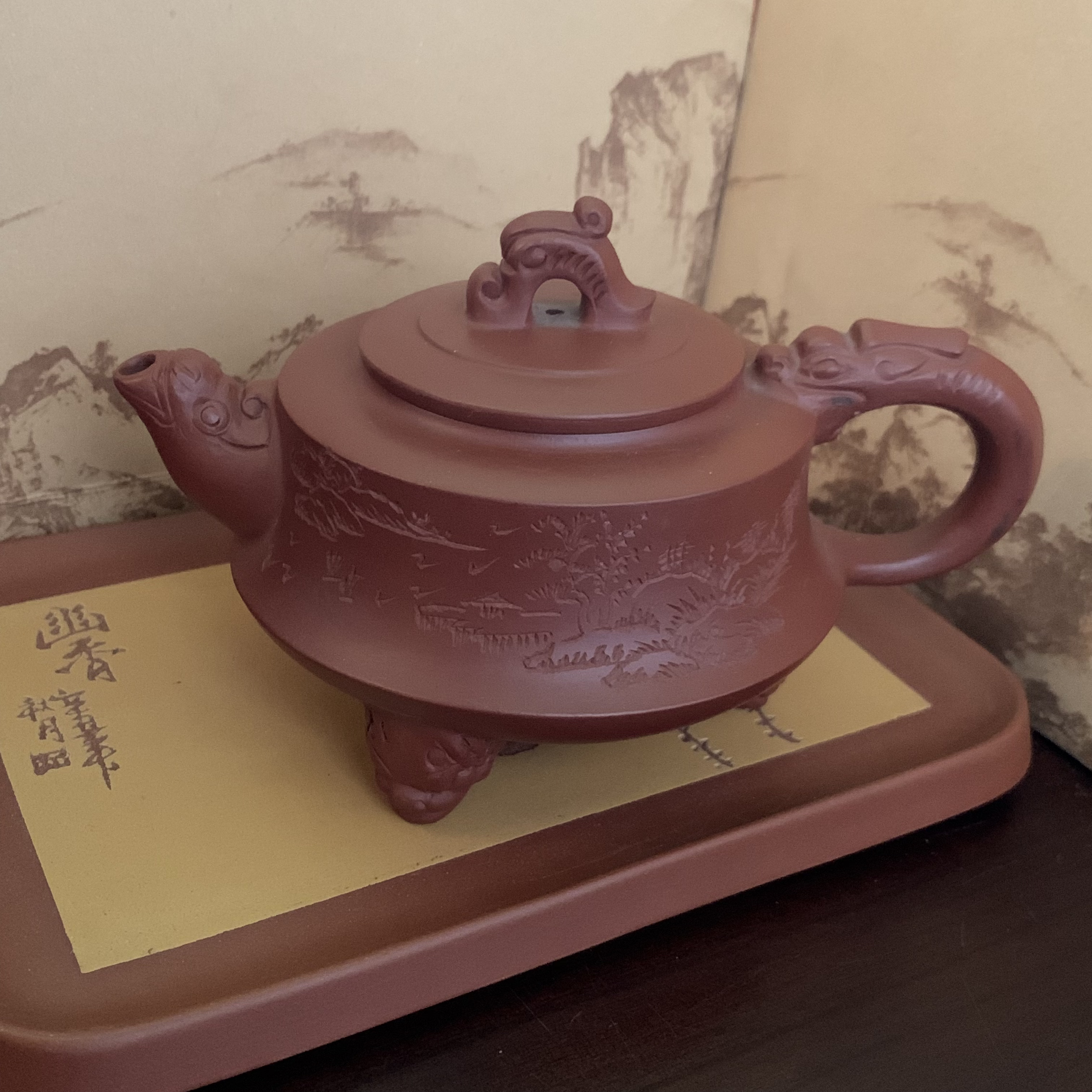 宜兴泽峰龙行天下三足祥龙壶全手工手制