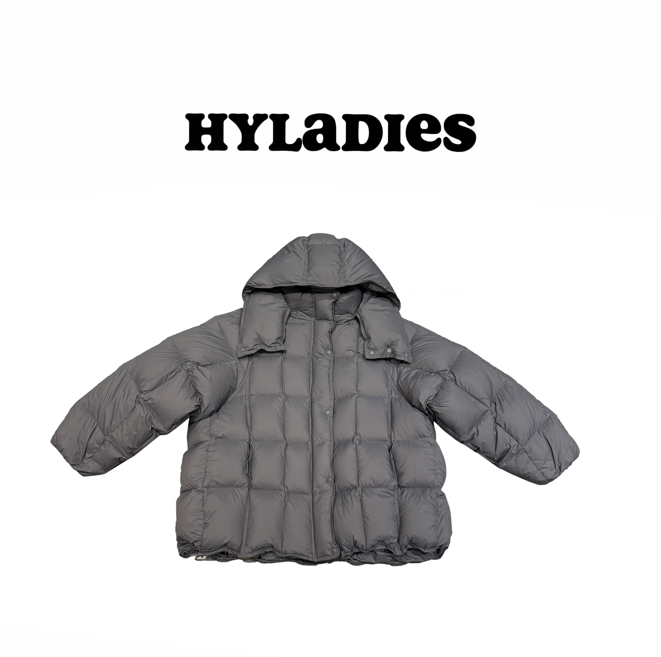 HYLADIESWEAR  『立体龟背』冬季休闲时尚洋气面包格子宽松羽绒服