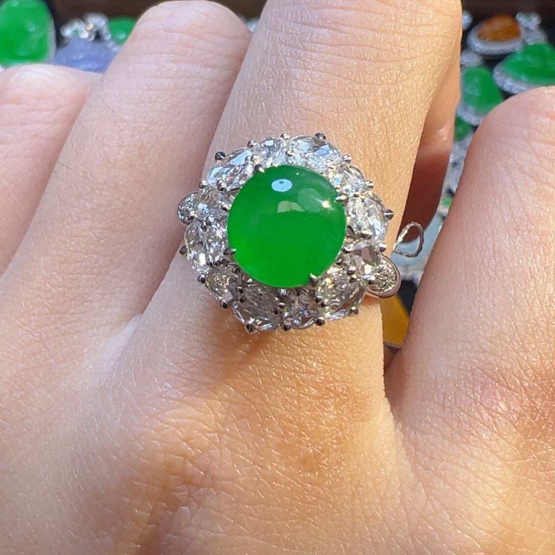 翡翠戒指18K金镶嵌收货48小时鉴赏期