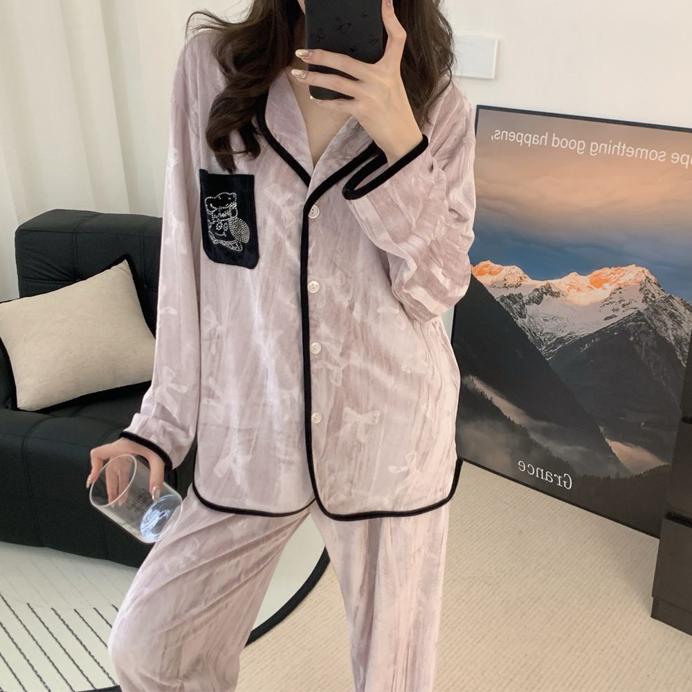 新款睡衣女士金绒狗狗可爱风家居服套装送闺蜜老婆生日礼物高级感