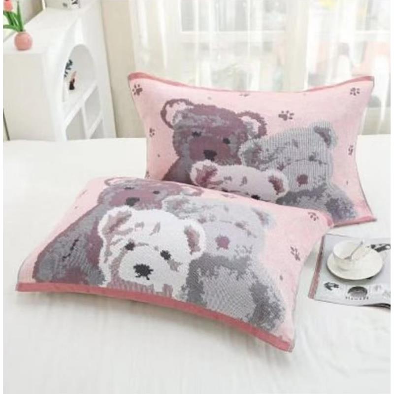 粉红熊52*78纱布舒适柔软枕巾