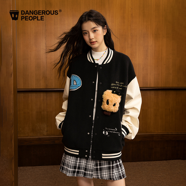 Dangerouspeople薛之谦dsp可拆卸玩偶拼色棒球夹克宽松百搭潮外套