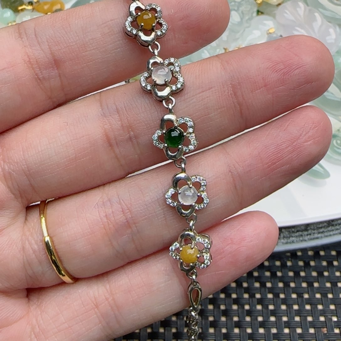 【闪购商品】翡翠颈饰未镶嵌银翡翠手链