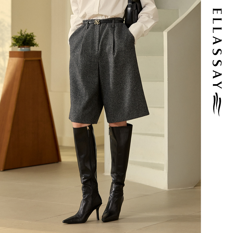 ELLASSAY歌力思2025秋季新款简约雾面光泽休闲裤女EWB363K00900