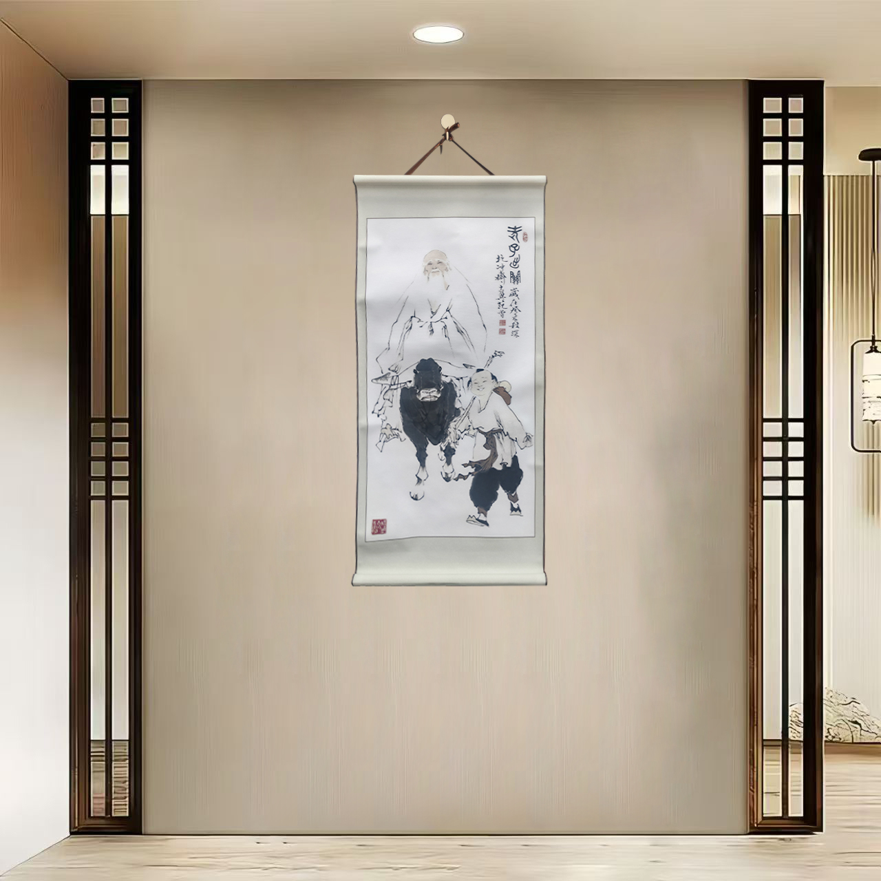 [40-70老子出关}}净尺寸40x85cm现代简约挂轴装饰画