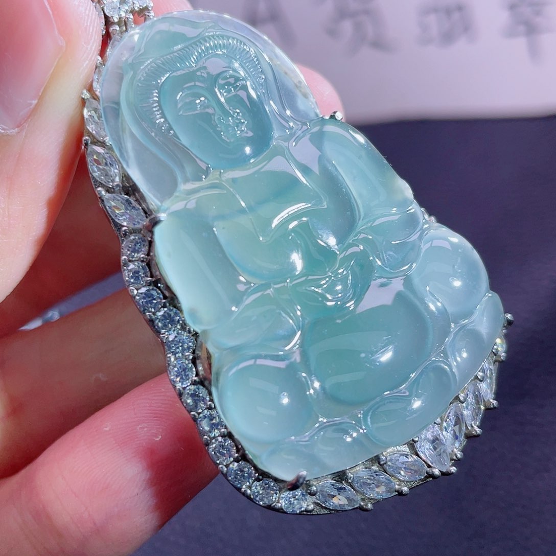 翡翠颈饰银S925镶嵌999999999