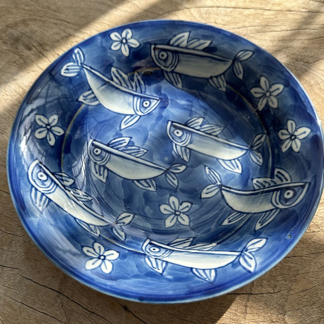 【近山古美】刀鱼盘手工手绘釉下彩高温瓷