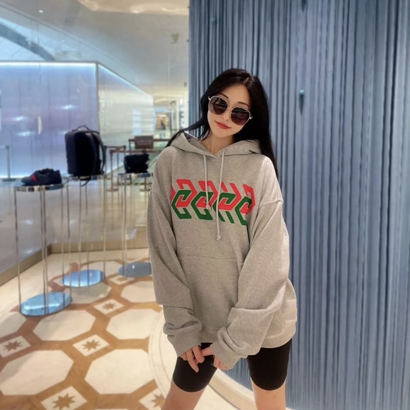 未使用 GUCCI/古驰 古驰链式印花连帽套头长袖卫衣男女同款女装