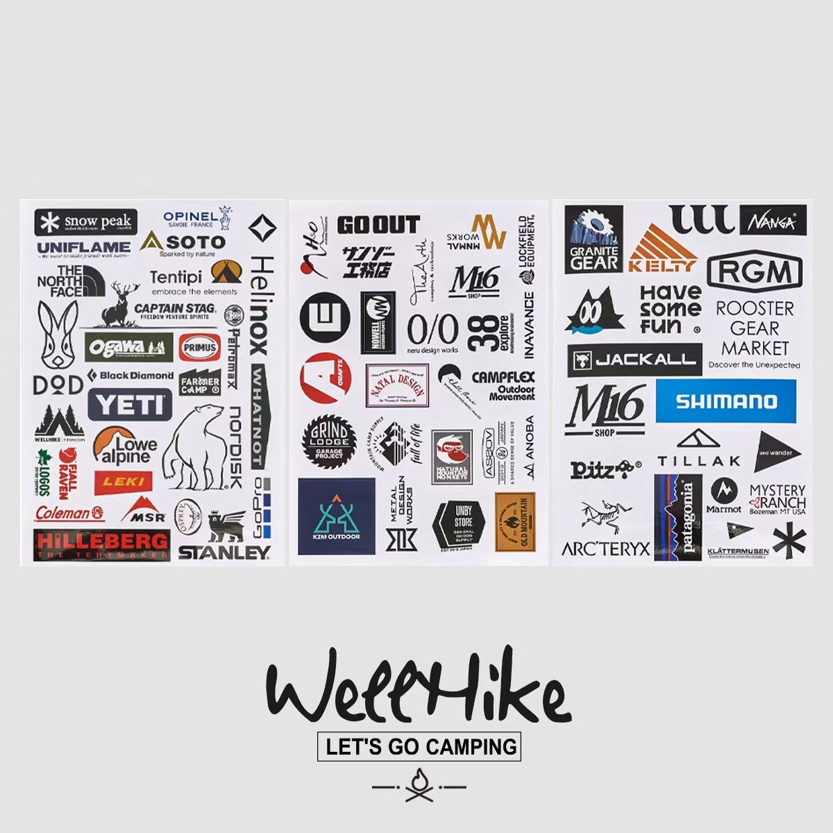 WELLHIKE户外LOGO行李箱笔记本电脑滑雪板钓鱼箱露营防水大张贴纸