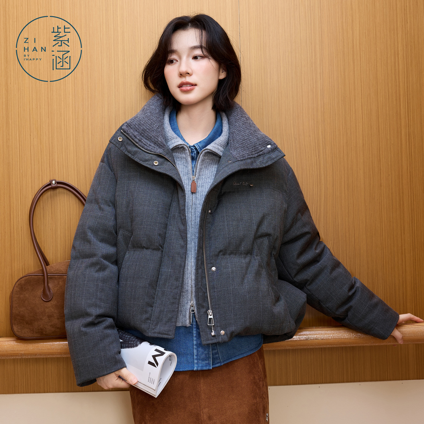 紫涵短款羽绒服女2025年冬季新款高级感保暖鸭绒外套Z5Z10JS703