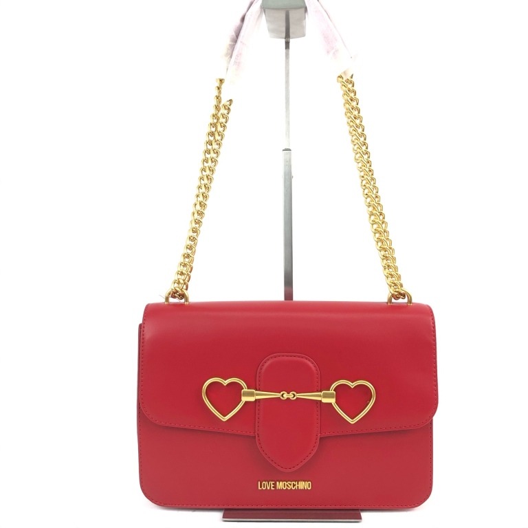 99新 Moschino/莫斯奇诺 安洁利严选红色链条单肩包WHZ18194