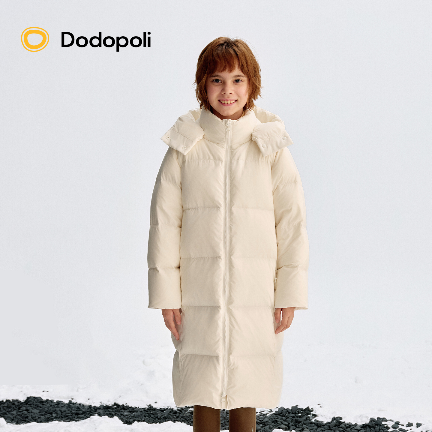 Dodopoli儿童长款羽绒服外套无氟防泼水90绒冬季加厚保暖连帽上衣