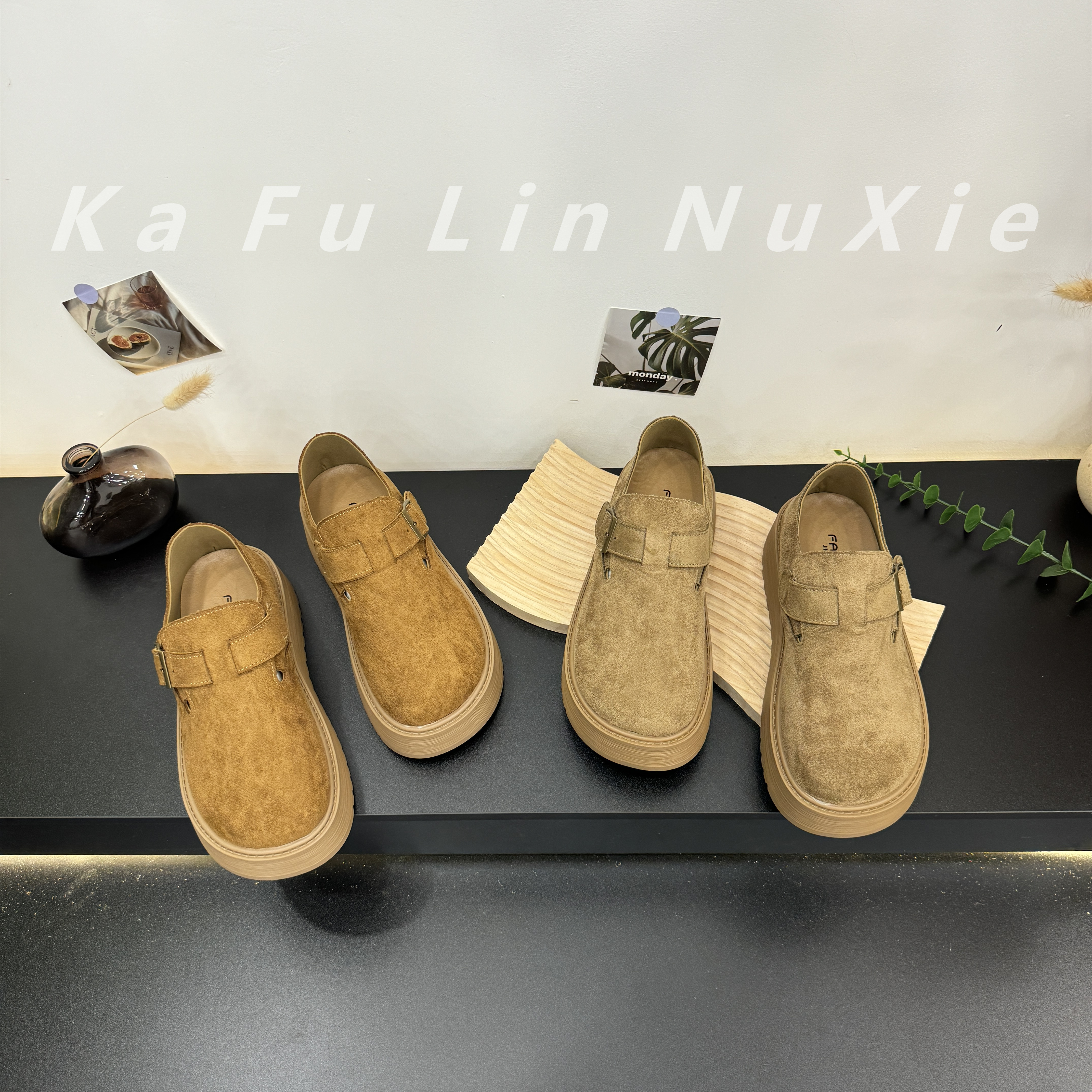 【卡芙琳shoes】5CM厚底增高全包勃肯鞋女2025新款一脚蹬懒人乐福鞋
